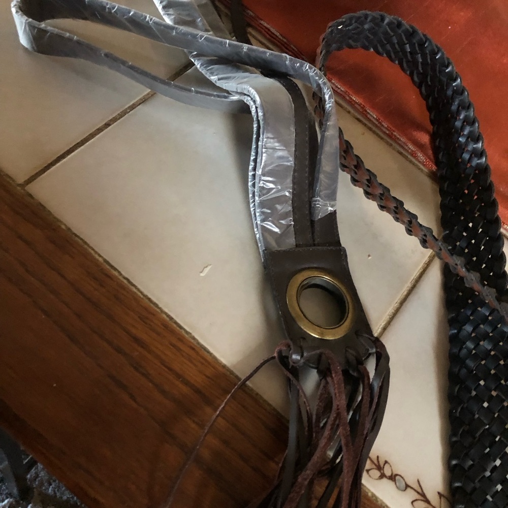 Two Brown Leather Belts.  And medium in size.